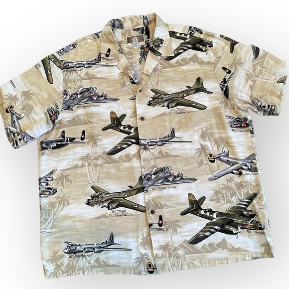 Kalaheo Men's Hawaiian Style WW2 American Bombers Planes Shirt XL Hawaii - Picture 5 of 5